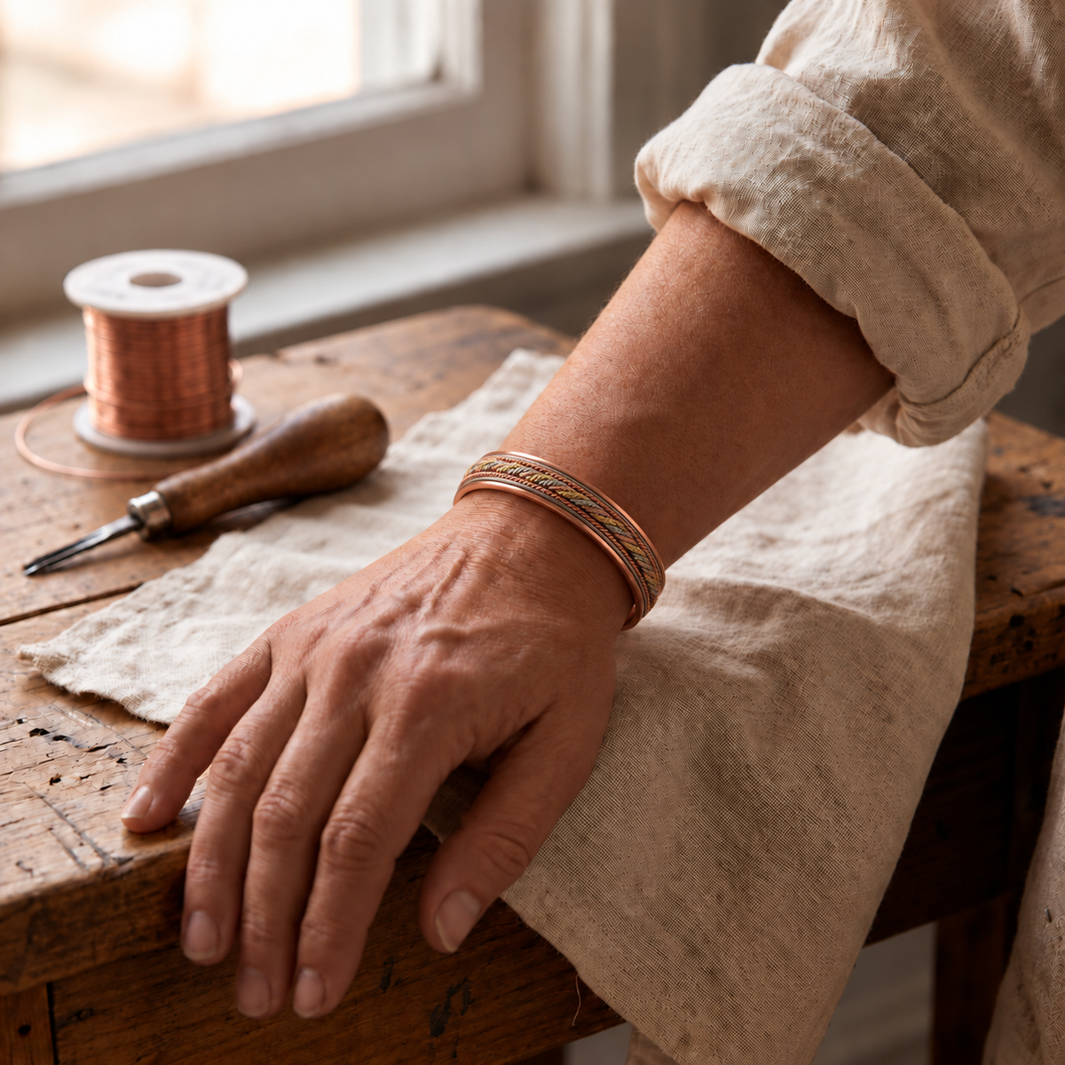 Bracelet en cuivre Écheveau