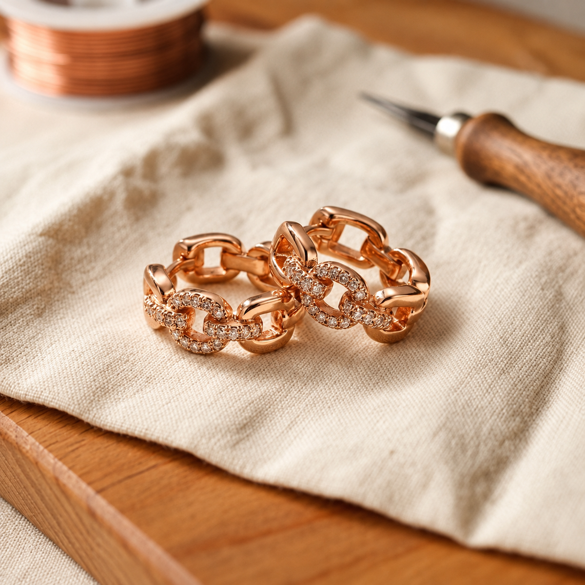 Boucles d'oreilles en cuivre et cristal Céleste