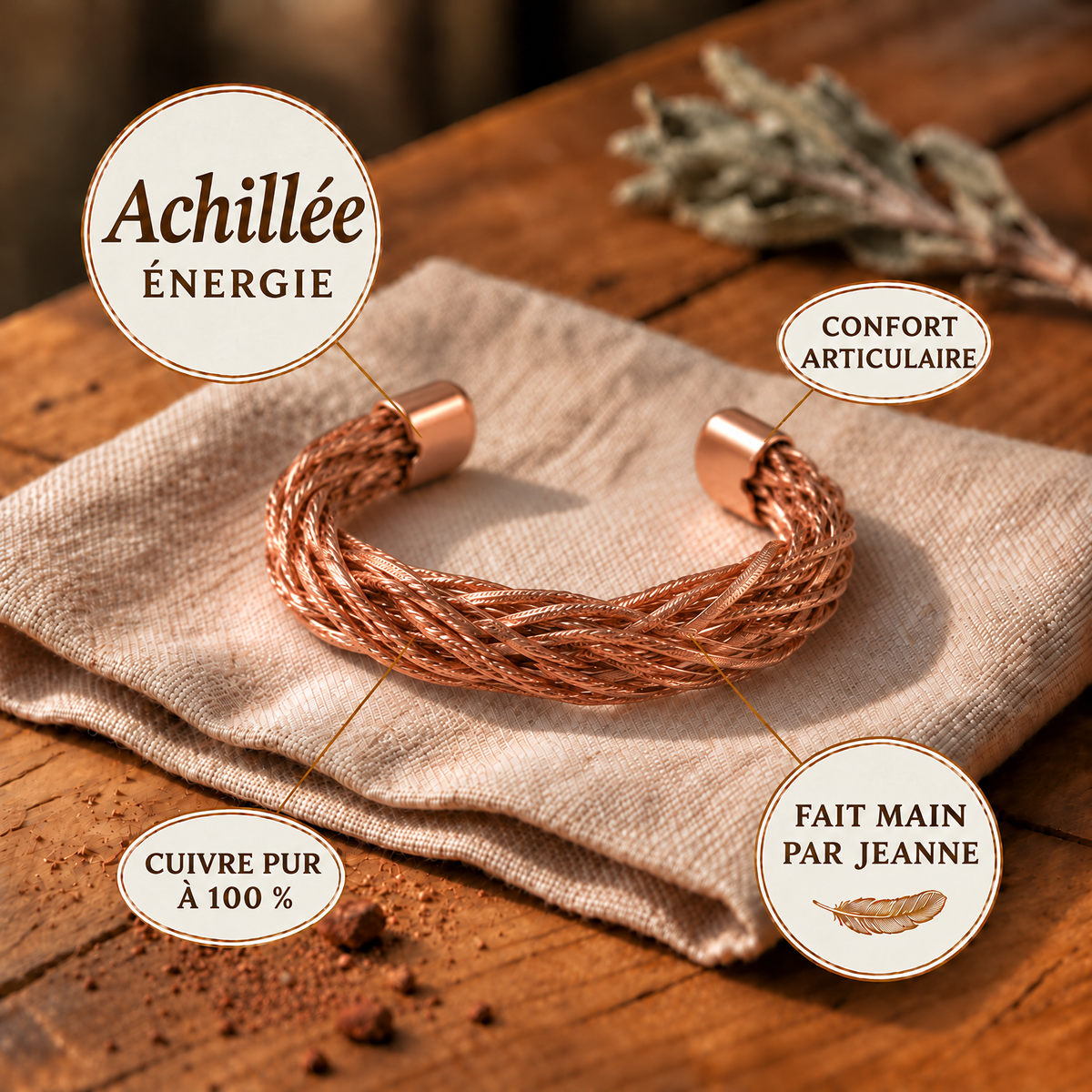 Bracelet en cuivre Achillée