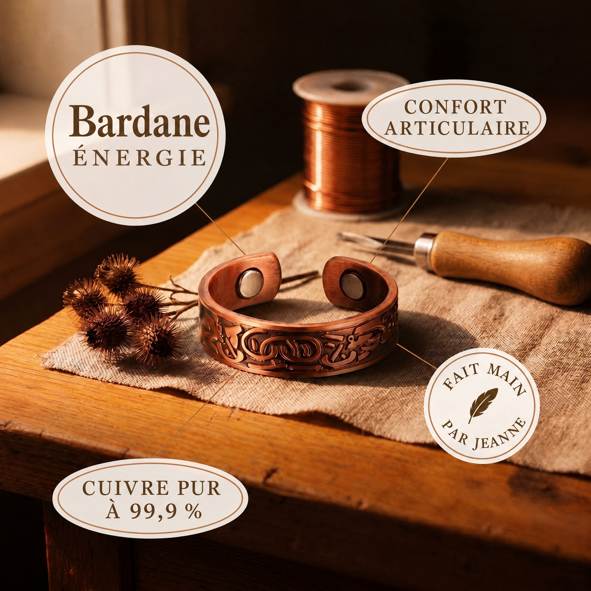 Bague en cuivre Bardane