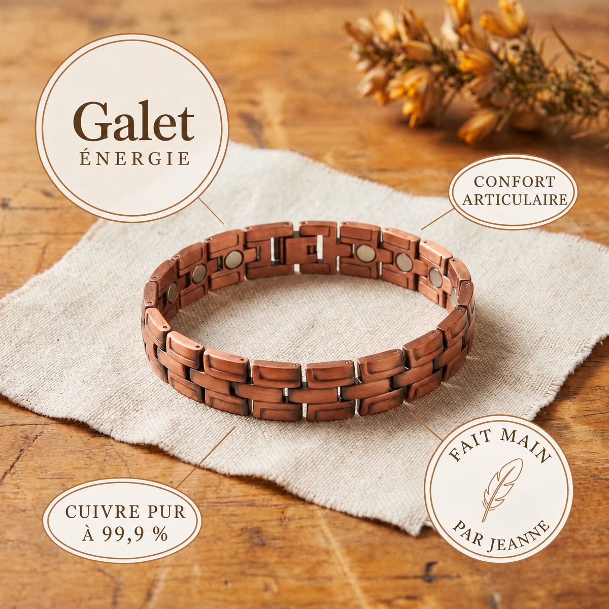 Bracelet homme en cuivre Ajonc