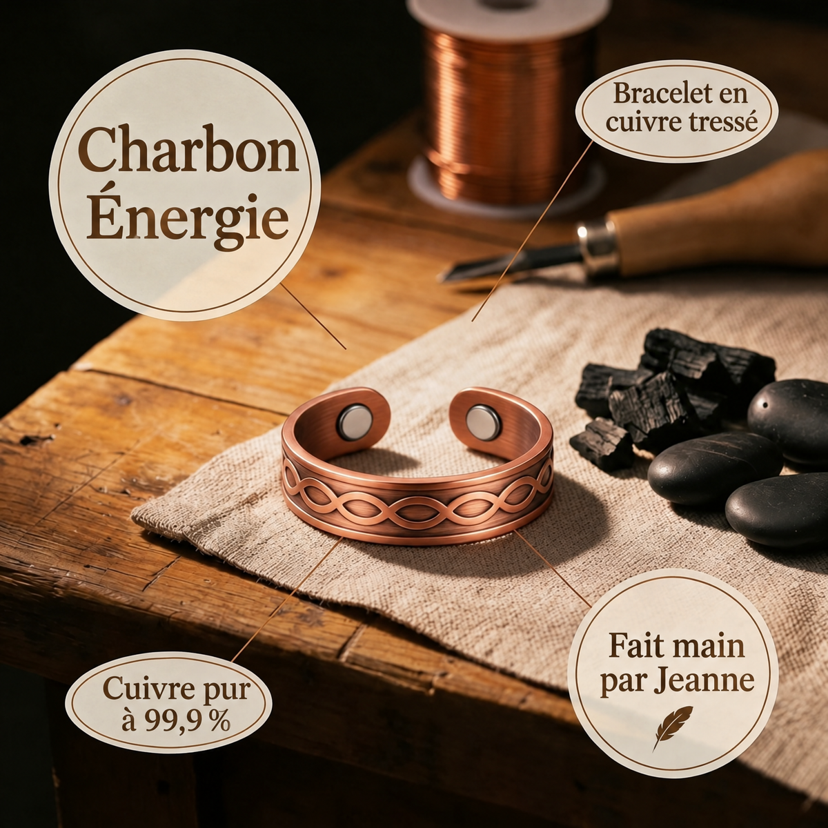 Bague en cuivre Charbon