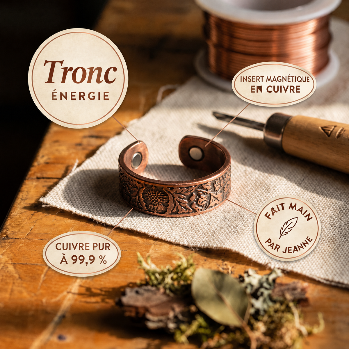 Bague en cuivre Tronc