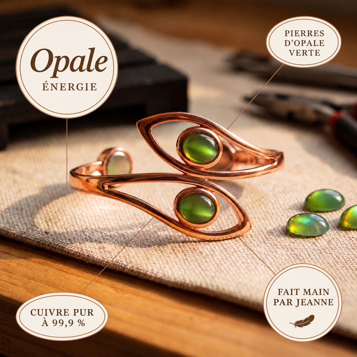 Bracelet en cuivre Opale