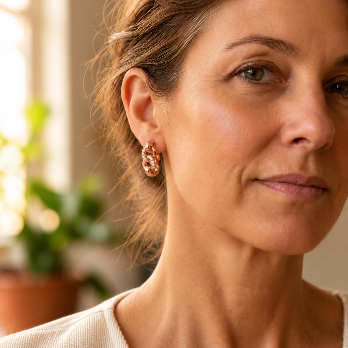 Boucles d'oreilles en cuivre et cristal Céleste