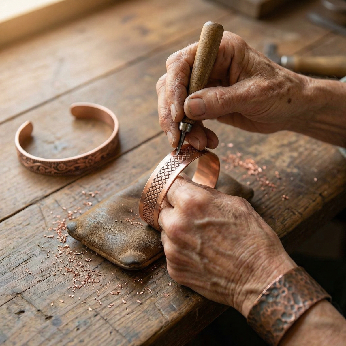 Lot de 2 bracelets en cuivre Forge