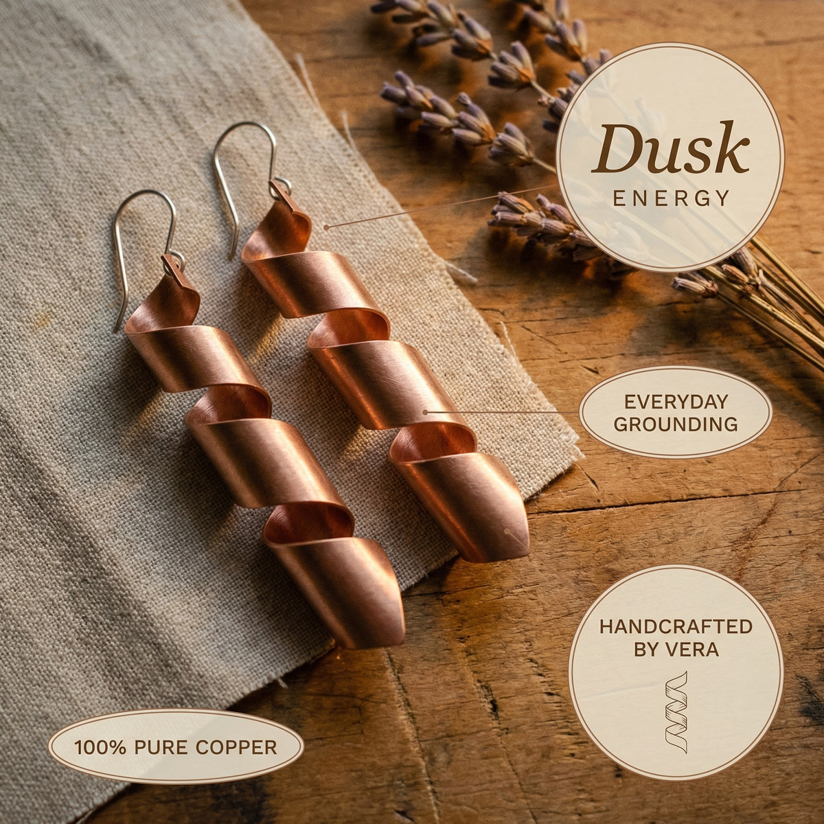 Boucles d'oreilles en cuivre Crépuscule