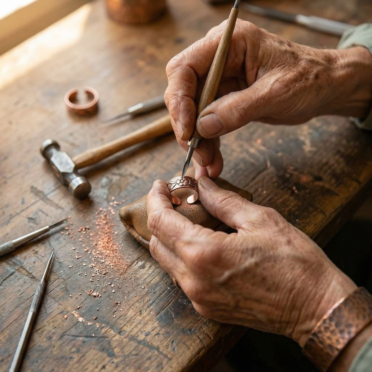 Bague en cuivre Pétale