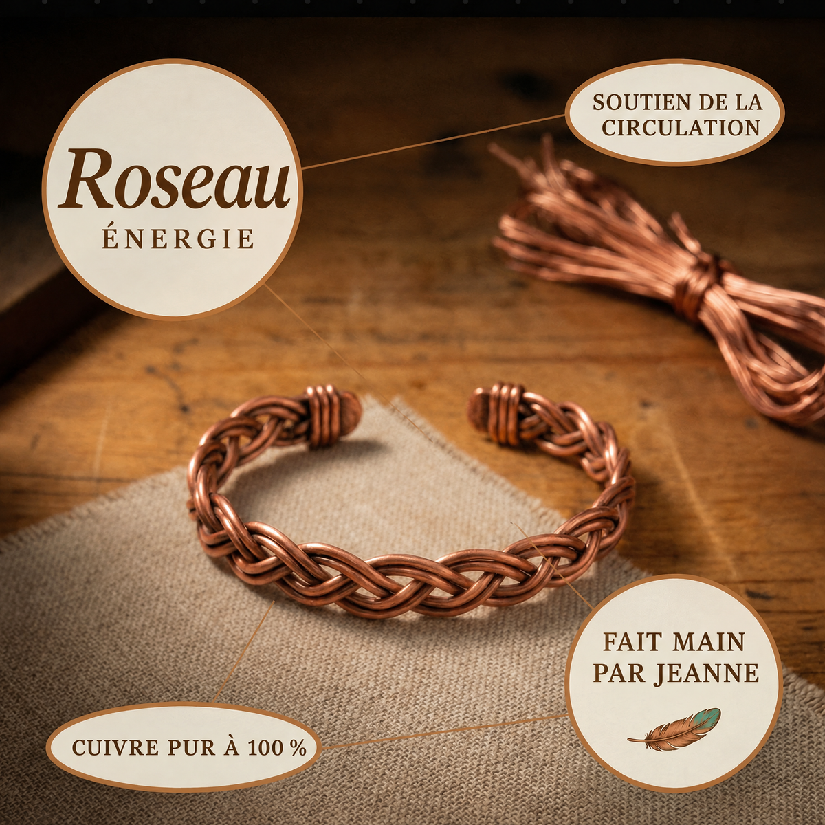 Chevillère en cuivre Roseau