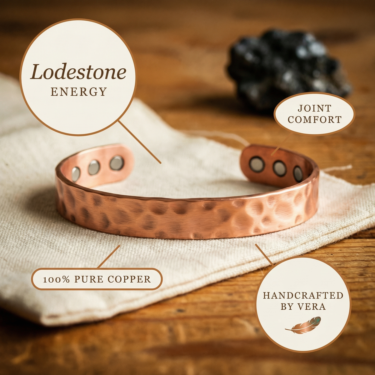 Bracelet en cuivre Magnétite