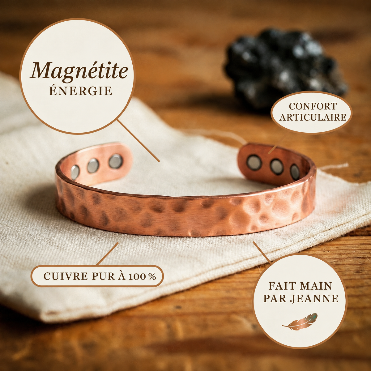 Bracelet en cuivre Magnétite