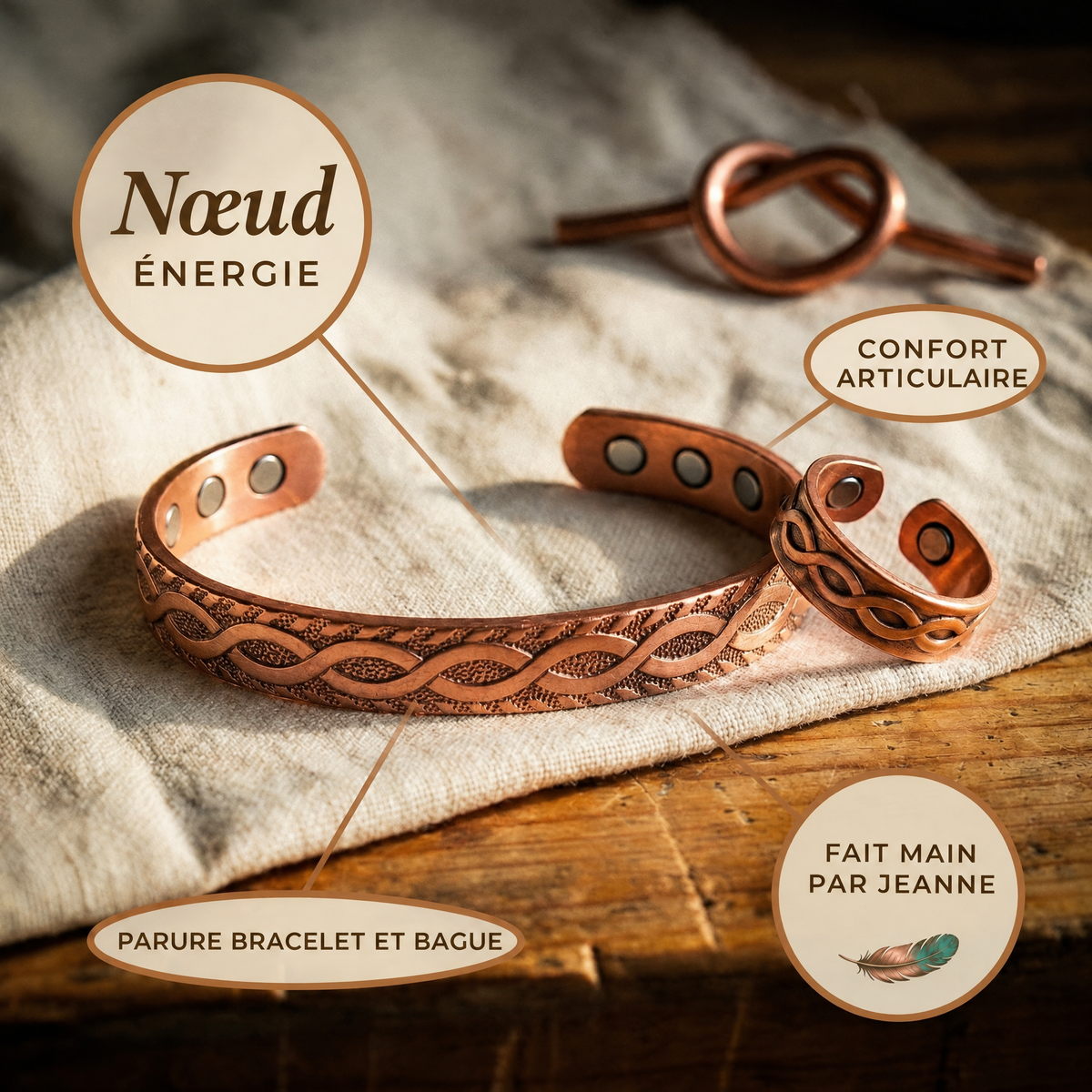 Parure en cuivre Nœud