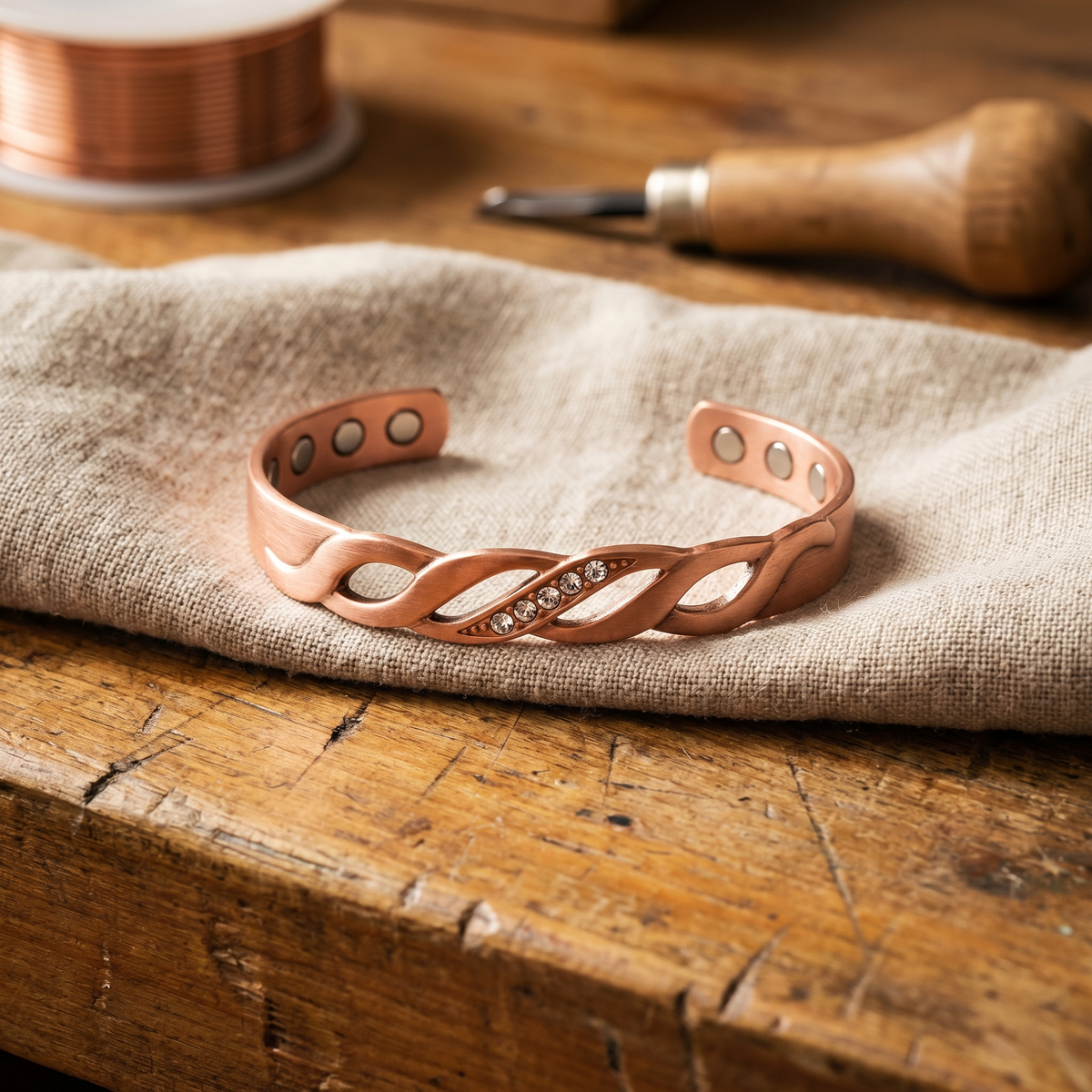 Bracelet en cuivre Couture