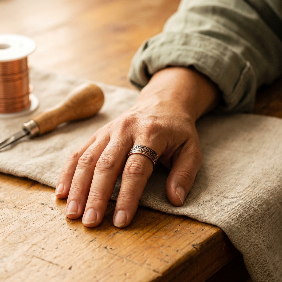 Bague en cuivre Bardane