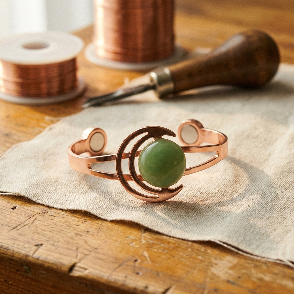 Bracelet en cuivre Sphère verte