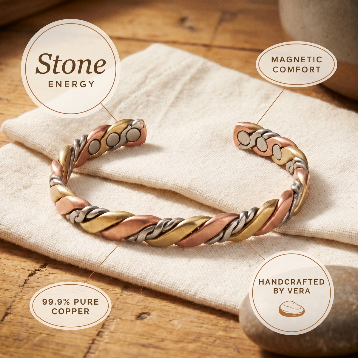 Bracelet en cuivre Pierre