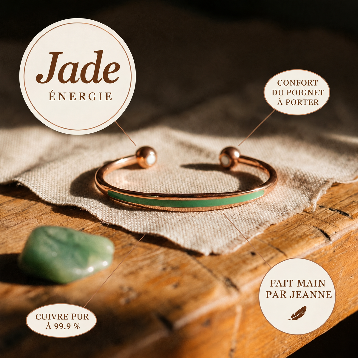 Bracelet en cuivre Jade