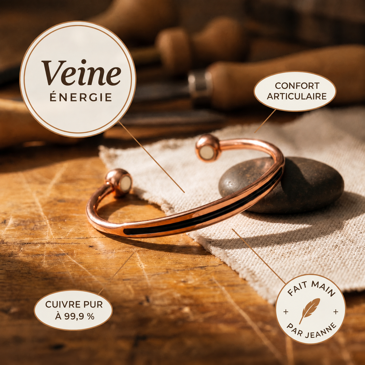 Bracelet en cuivre Veine