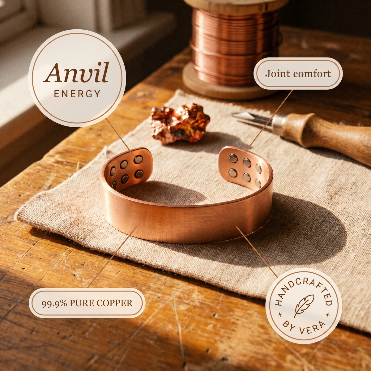 Bracelet en cuivre Enclume