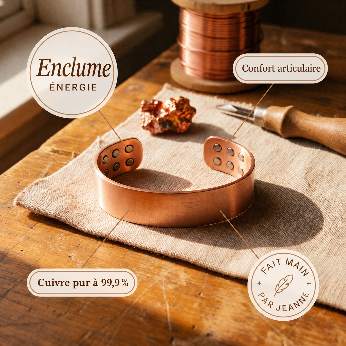 Bracelet en cuivre Enclume