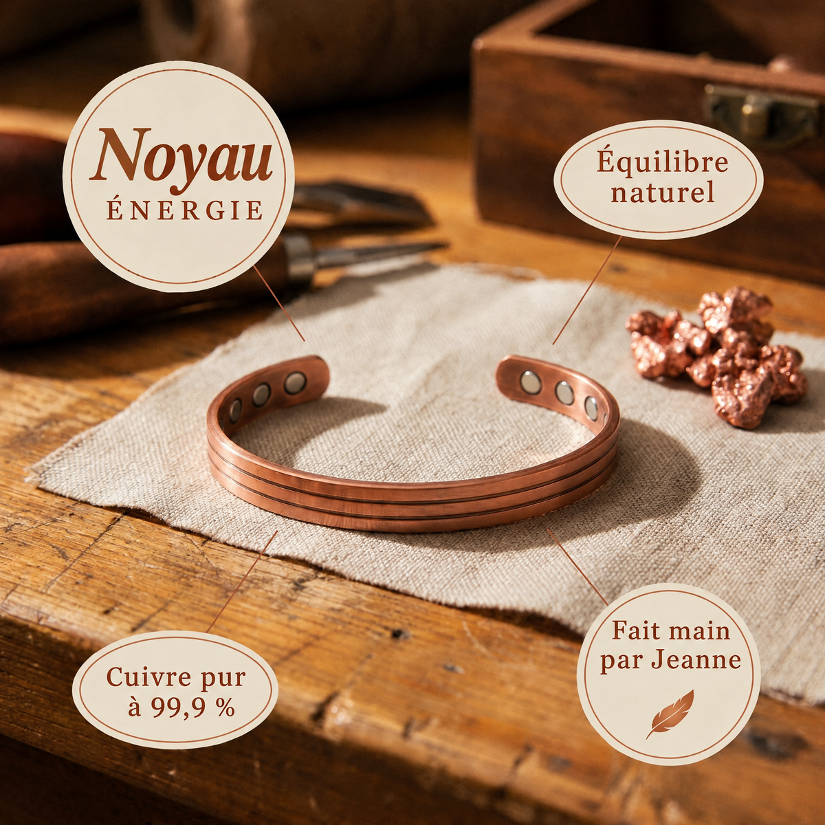 Bracelet en cuivre Noyau