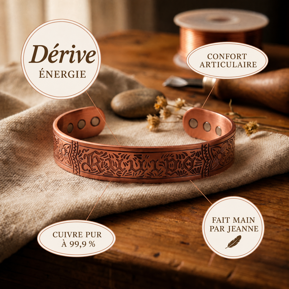 Bracelet en cuivre Dérive