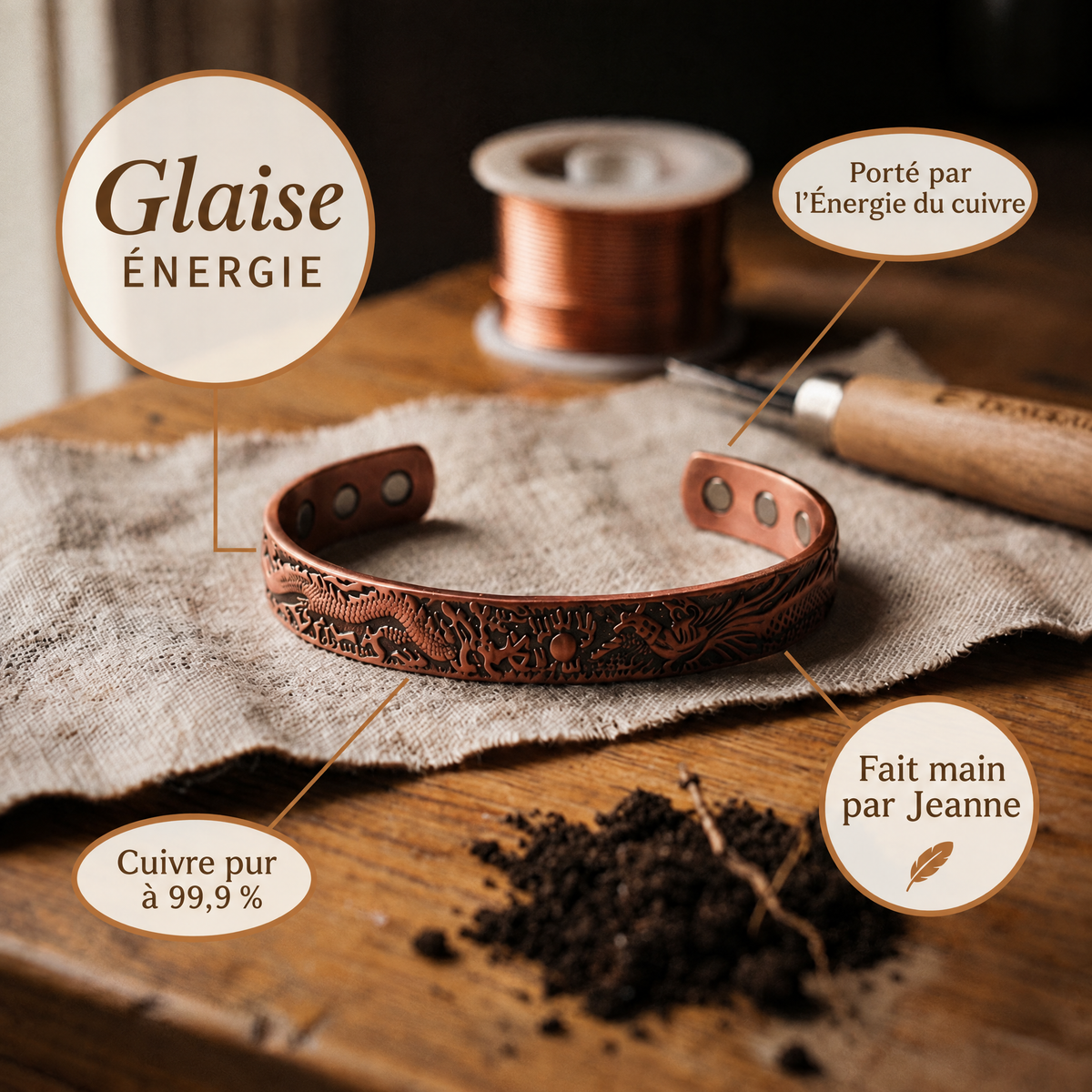 Bracelet en cuivre Glaise