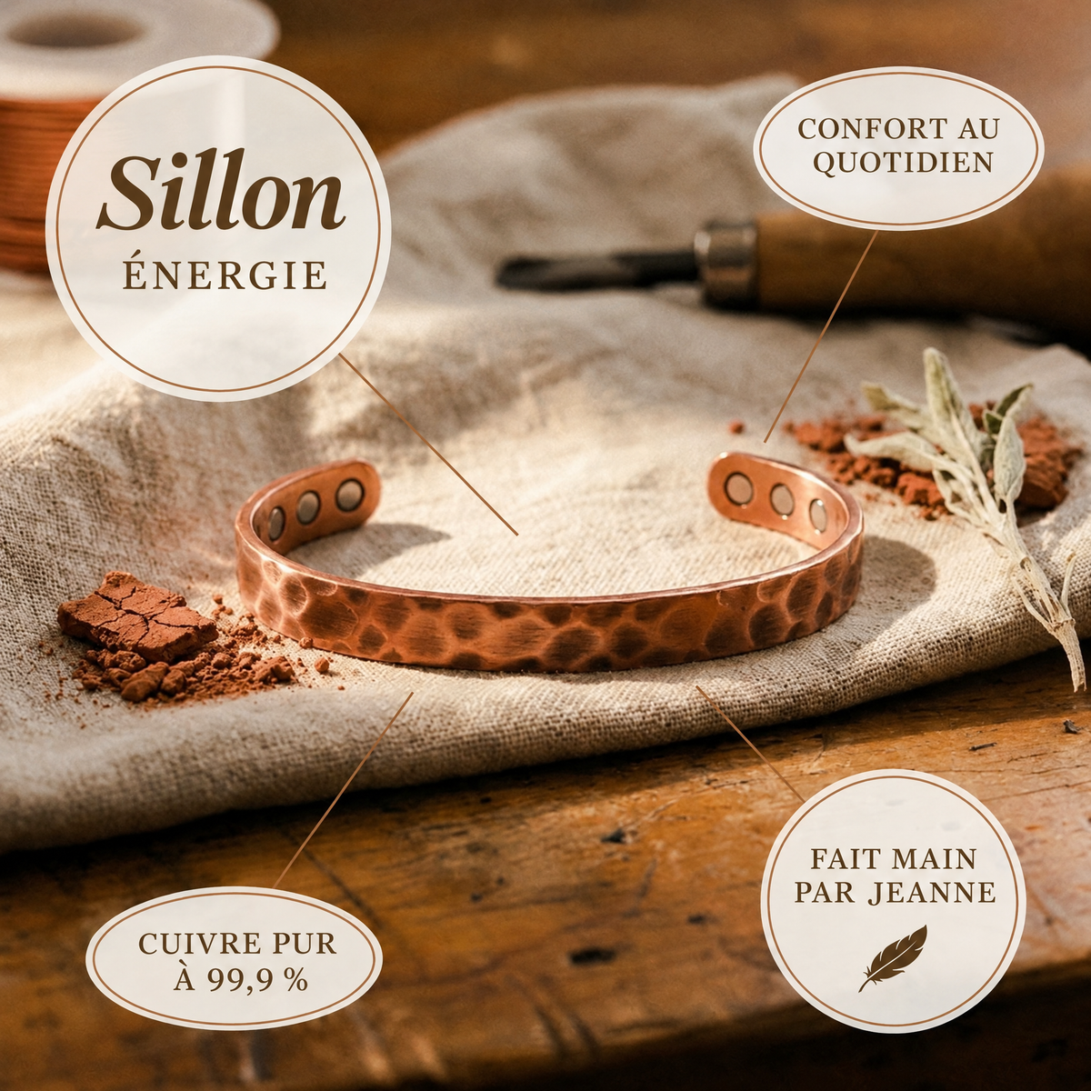 Bracelet en cuivre Sillon