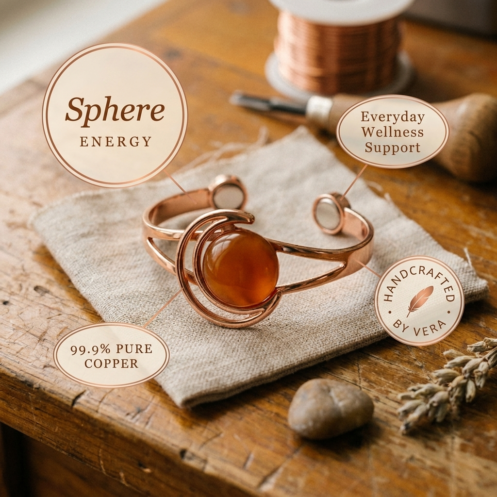 Bracelet en cuivre Sphère orange