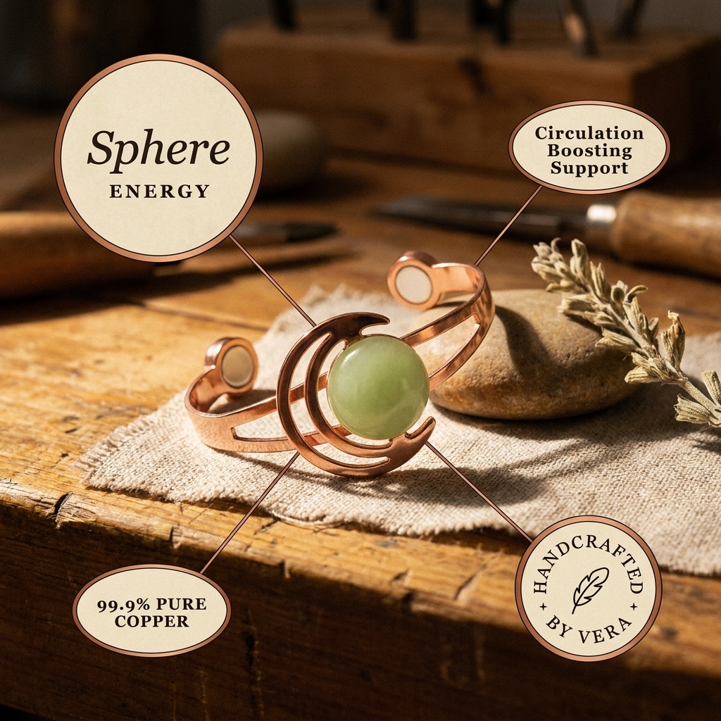 Bracelet en cuivre Sphère verte