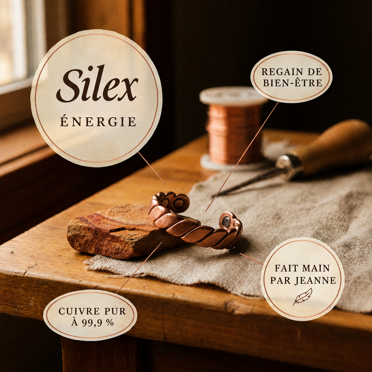 Bague en cuivre Silex