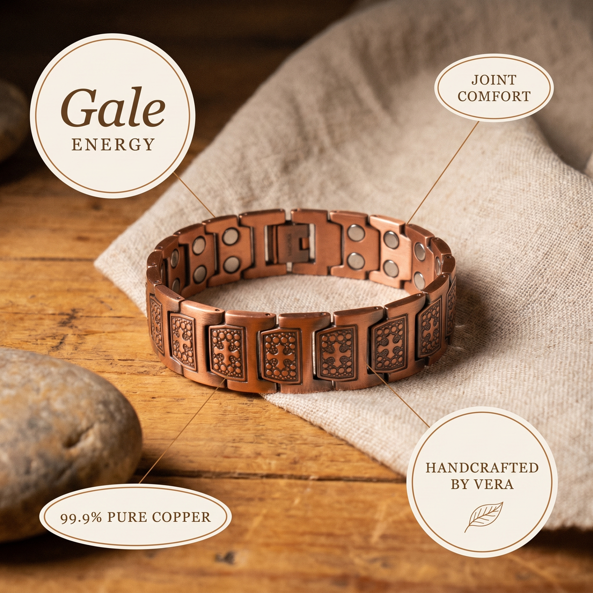 Bracelet homme en cuivre Bourrasque