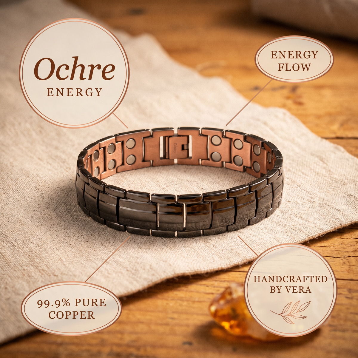 Bracelet homme en cuivre Ocre