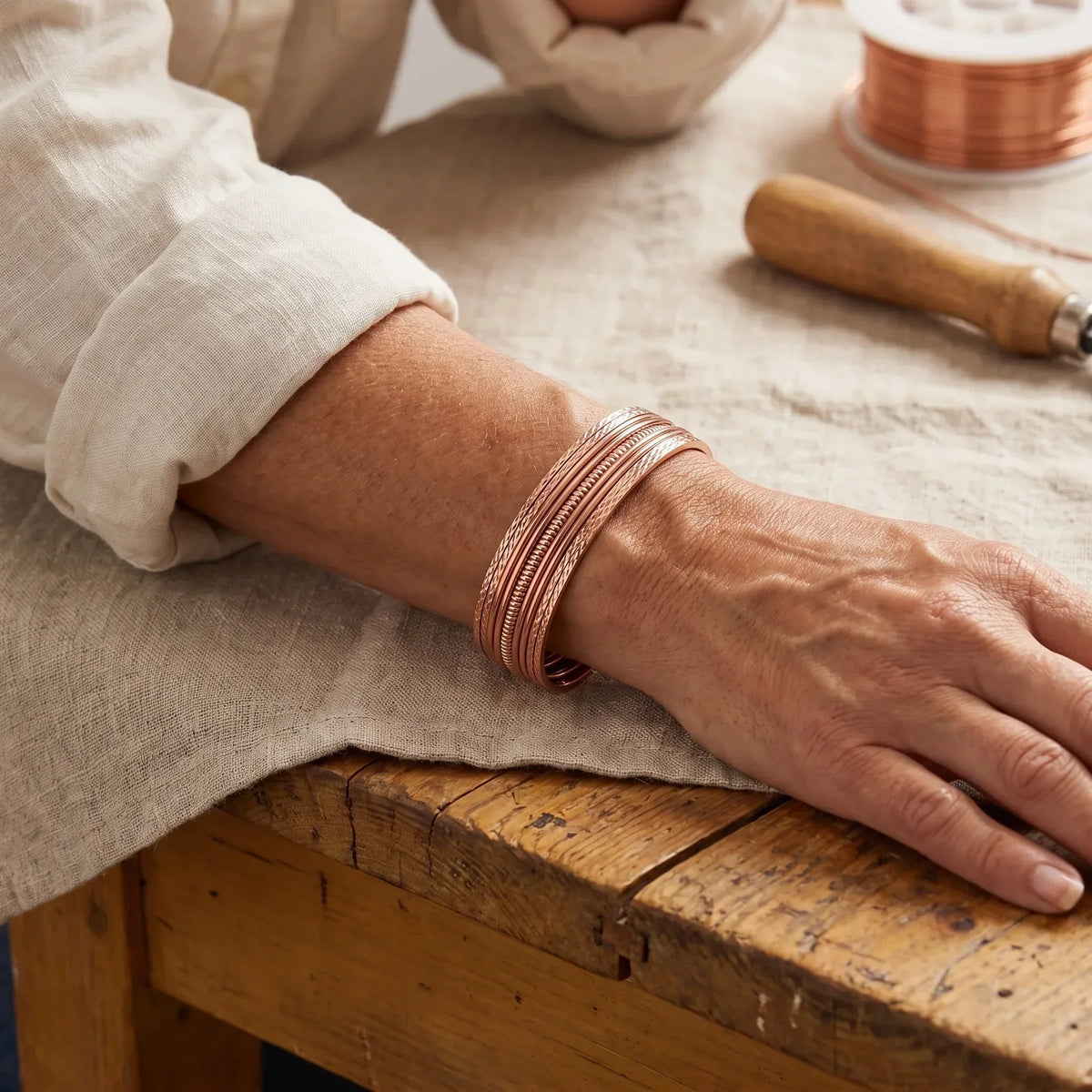 Bracelet en cuivre Fougère