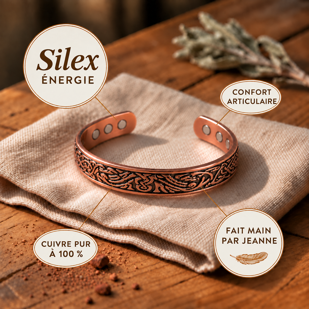 Bracelet en cuivre Silex