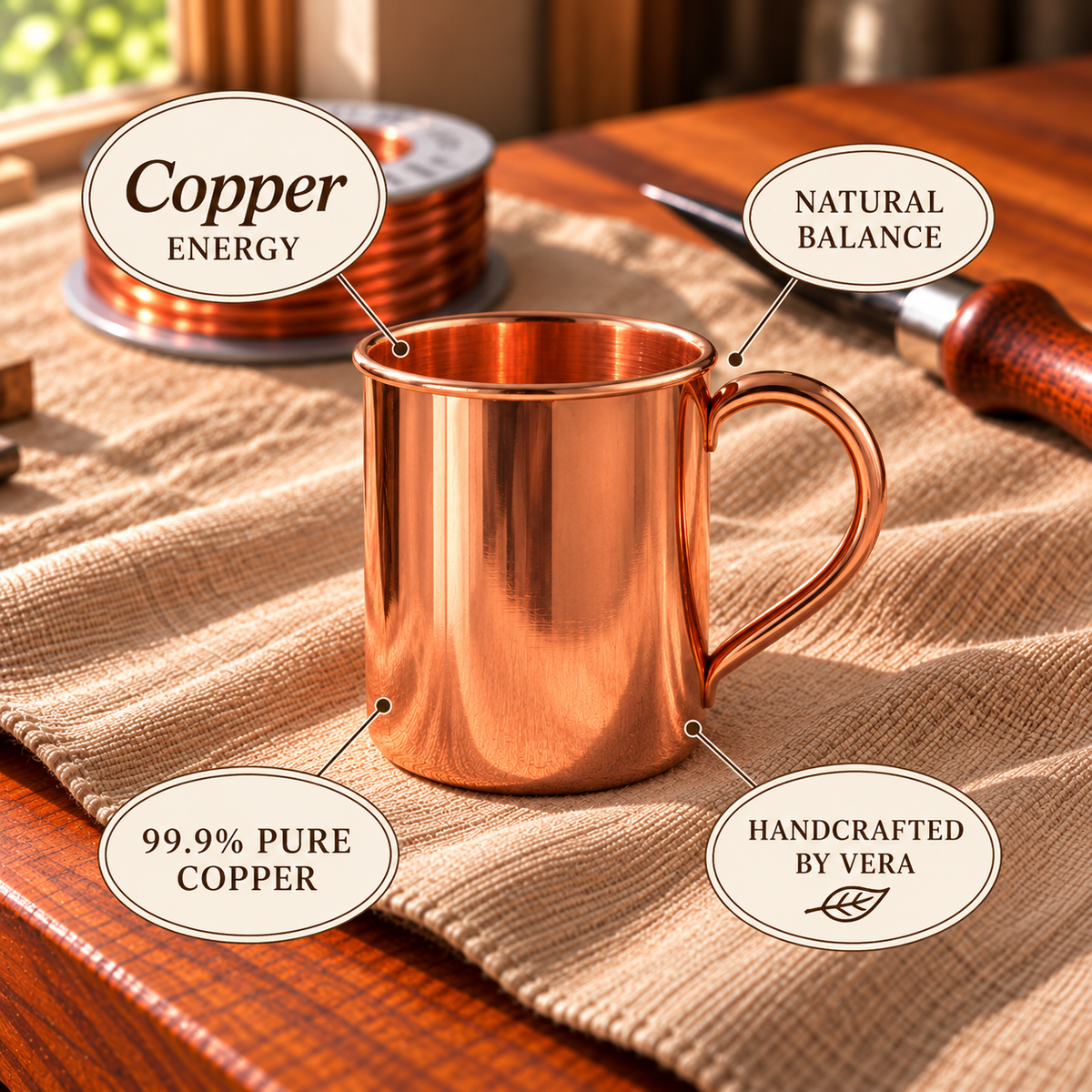 Tasses Mule en cuivre martelé 400 ml – lot de 2