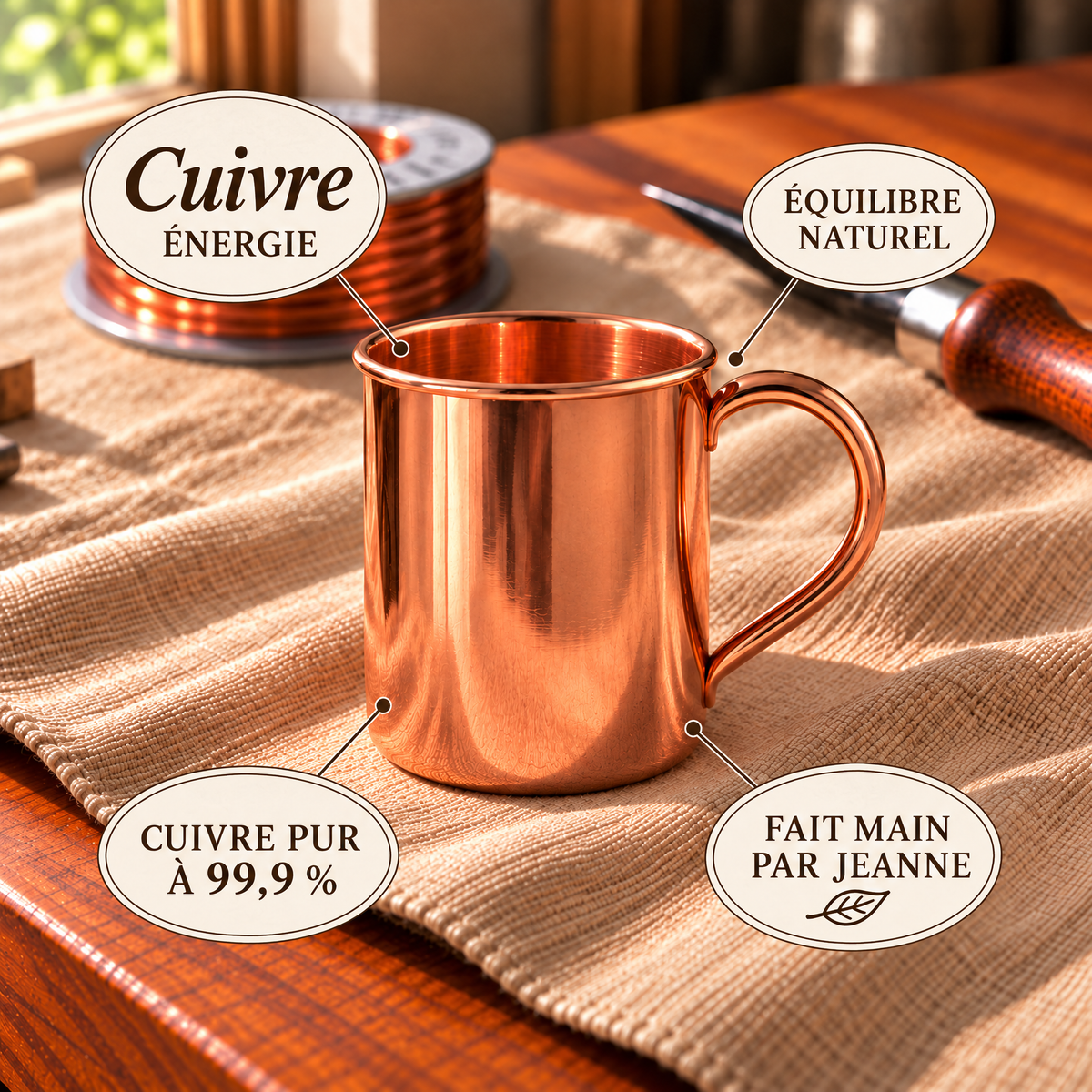 Tasses Mule en cuivre martelé 400 ml – lot de 2