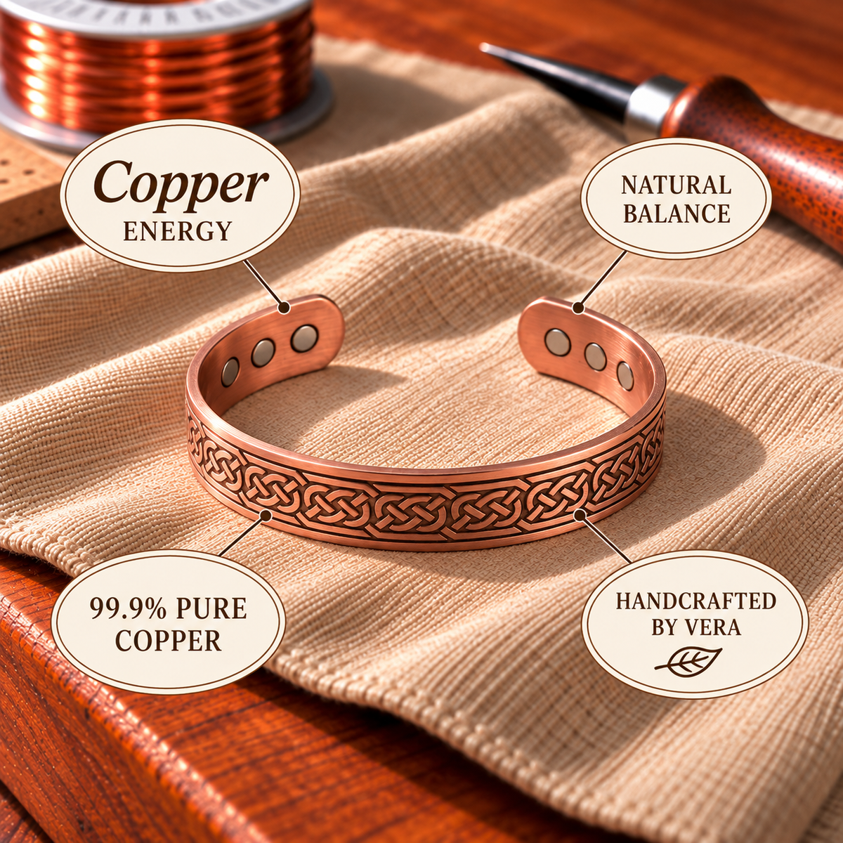 Bracelet magnétique en cuivre Nœud