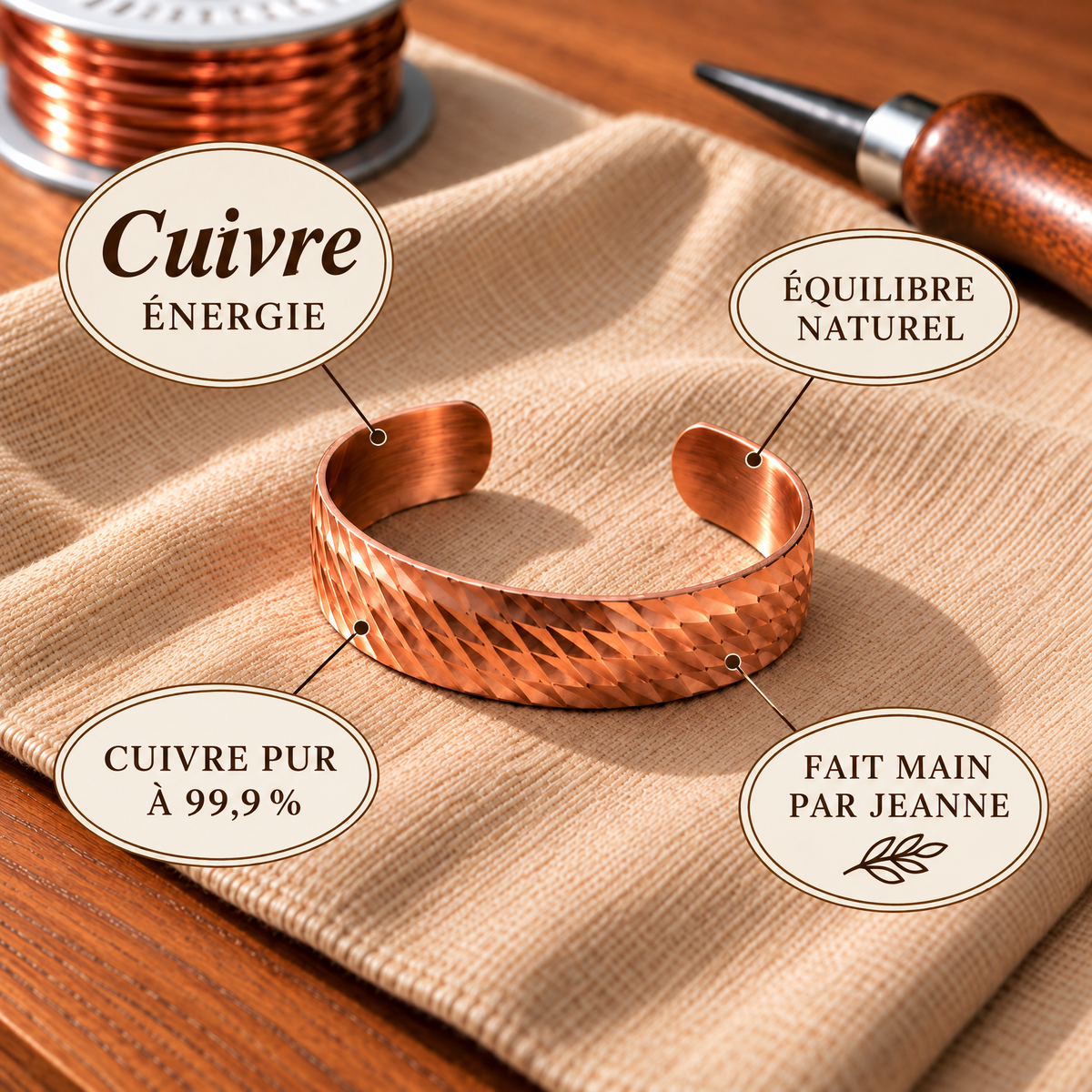 Bracelet en cuivre pur Nova