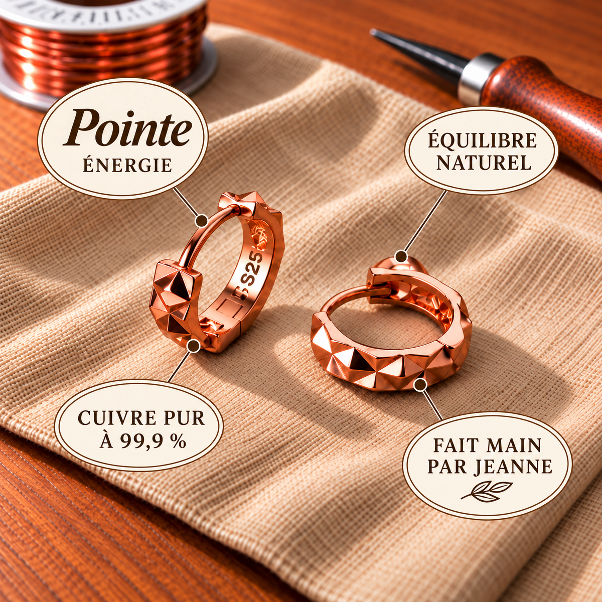 Boucles d'oreilles en cuivre Pointe