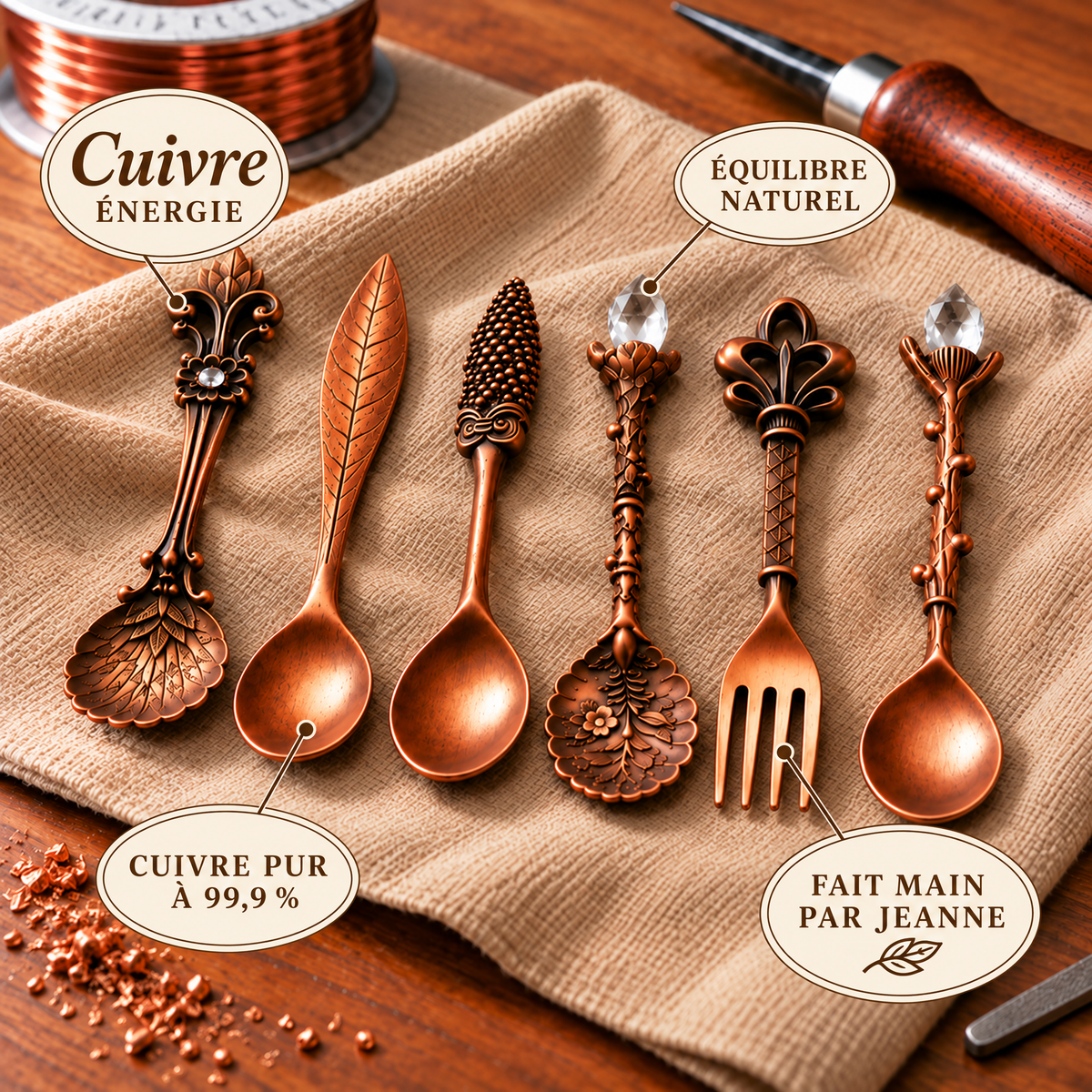 Set de couverts en cuivre pur