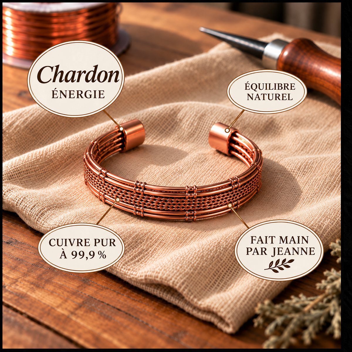 Bracelet en cuivre Chardon