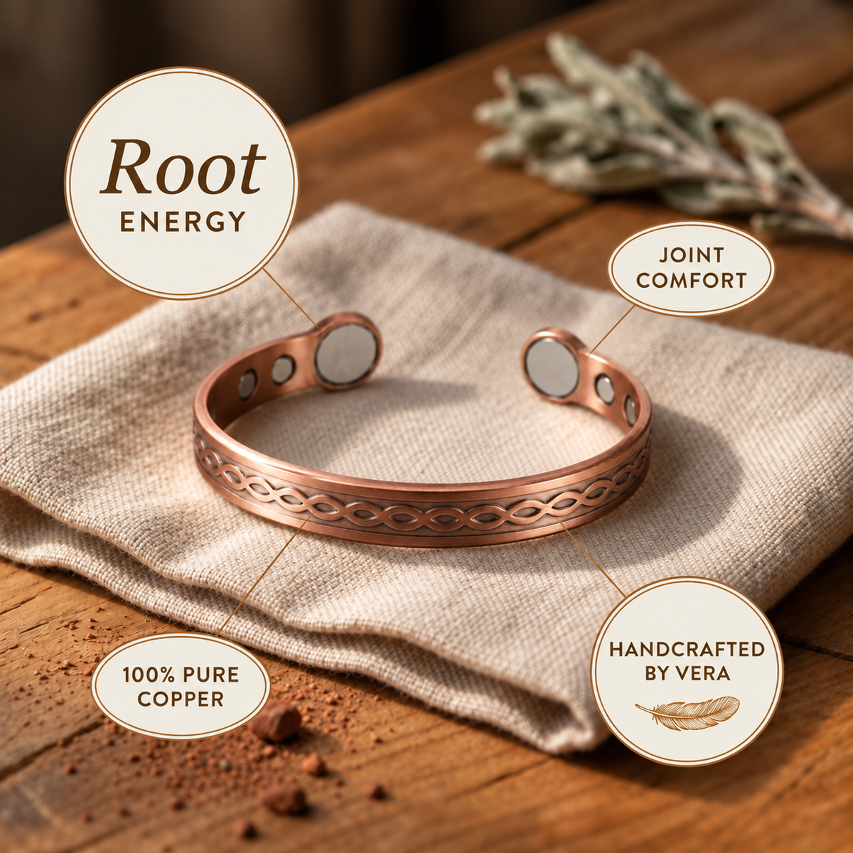 Bracelet en cuivre Oseille