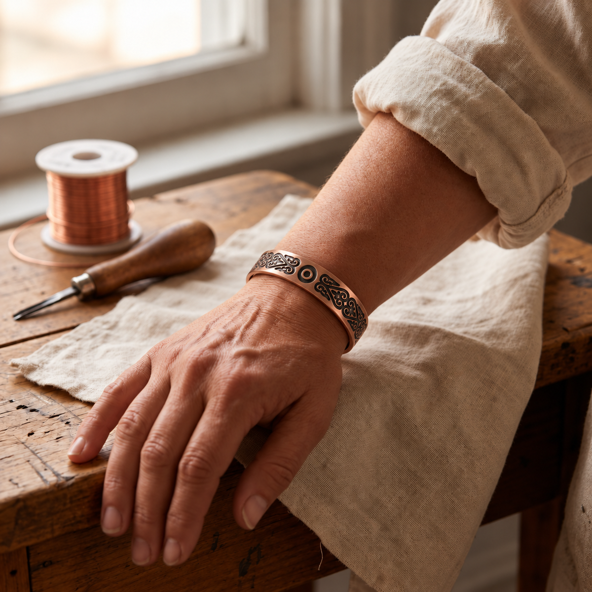 Bracelet en cuivre Vert-de-gris