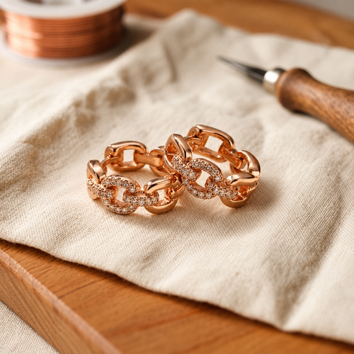 Boucles d'oreilles en cuivre et cristal Céleste
