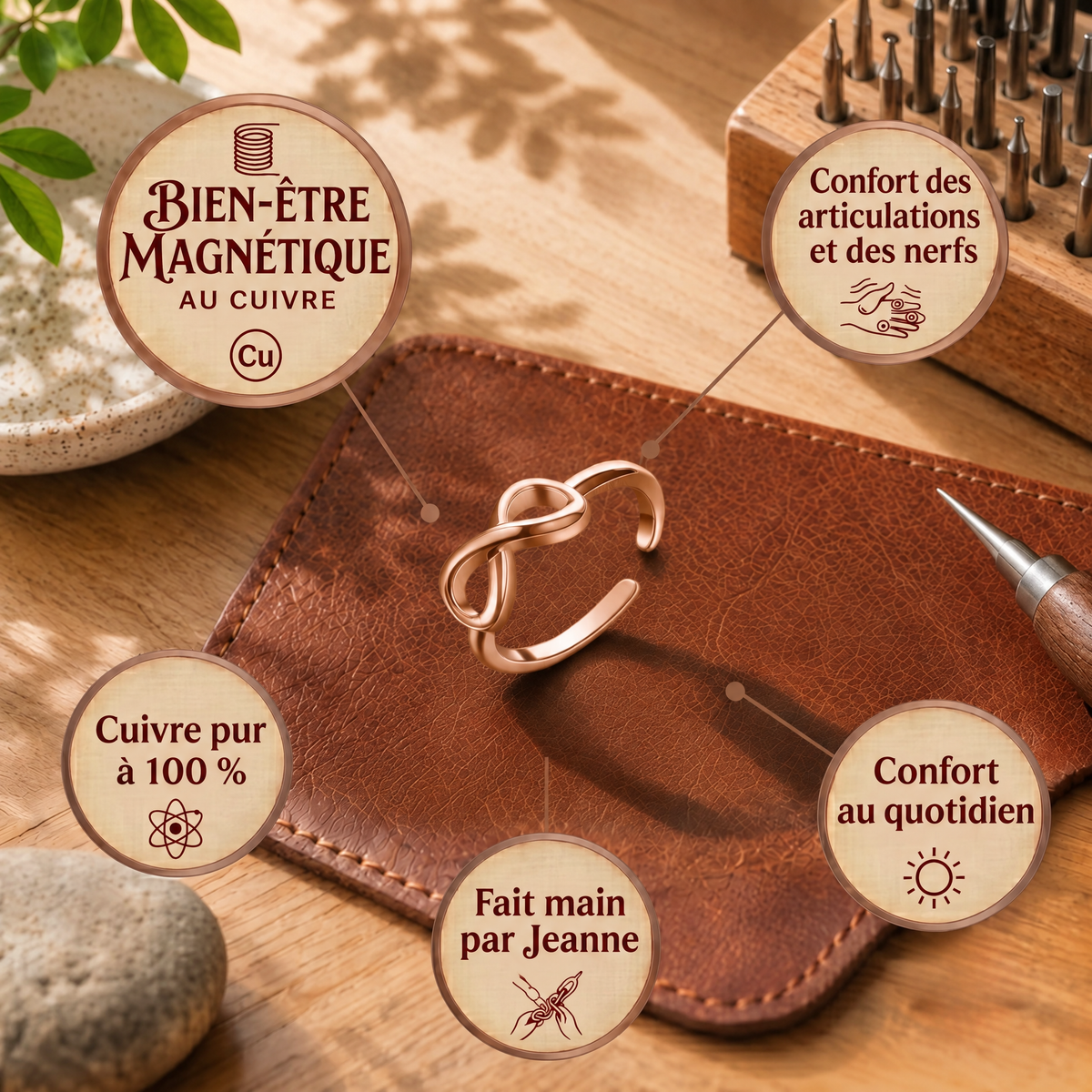 Bague d'orteil en cuivre Boucle