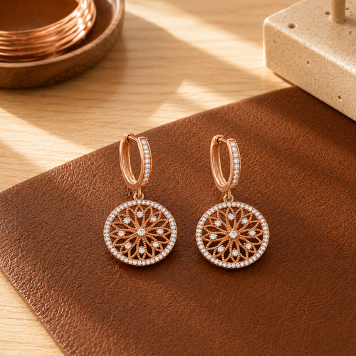 Boucles d'oreilles en cuivre Mandala