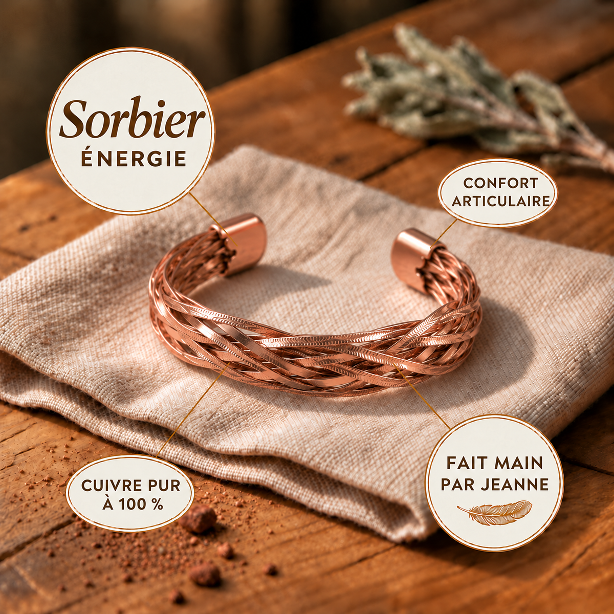 Bracelet en cuivre Sorbier