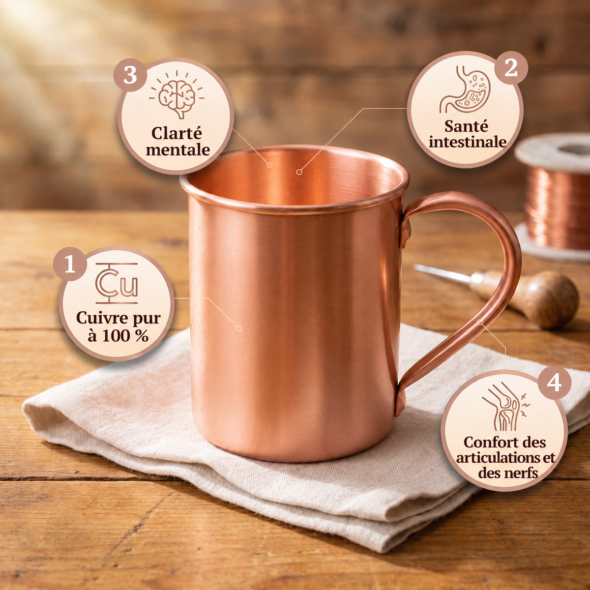 Mug en cuivre lisse 400 ml