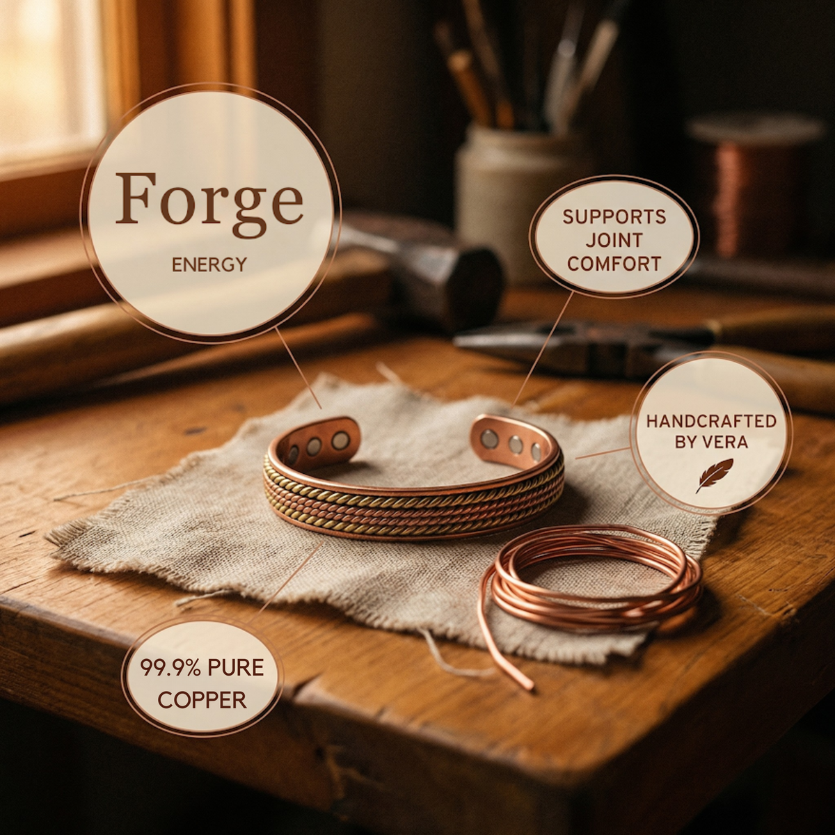 Bracelet en cuivre Forge